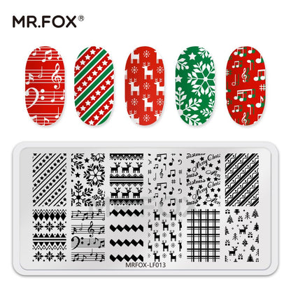 Christmas Nail Stamping Plate Set Winter Snowflake Xmas Snowman Christmas Tree Santa Claus, 5Pcs Nail Art Stamp Kit Templates