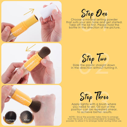 KYDA 2 Pcs Mineral Sunscreen Setting Powder, SPF 35, Medium, Mineral Brush Powder, Oil Control Natural Matte Finish, Lasting Lightweight Breathable, All Skin, by Ownest Beauty