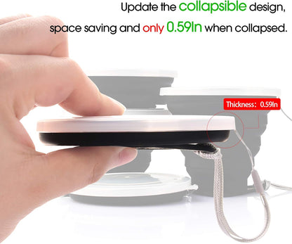 ME.FAN Silicone Collapsible Travel Cup - Silicone Folding Camping Cup with Lids - Expandable Drinking Cup Set - Portable, Graduated [9.22oz]