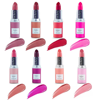 Hickey Lipstick Organic, Long Lasting Gluten Free Lipstick REFILL Collection THE VAULT COLLECTION - 8 Refill Shades Red, Hot Pink, Nude, Light Pink, Coral, Berry, Mauve, Terracotta