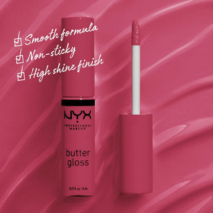NYX PROFESSIONAL MAKEUP Butter Gloss, Non-Sticky Lip Gloss - Strawberry Cheesecake (Warm Pink)