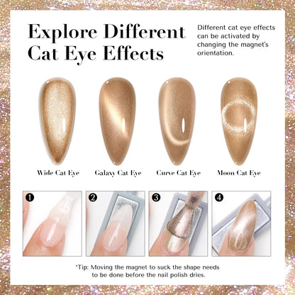 AZUREBEAUTY Cat Eye Nail Polish Quick Dry Nude Brown Magnetic Fingernail Polish no Gel Long-lasting Salon-Quality for Women Girl Gift 0.34 fl oz