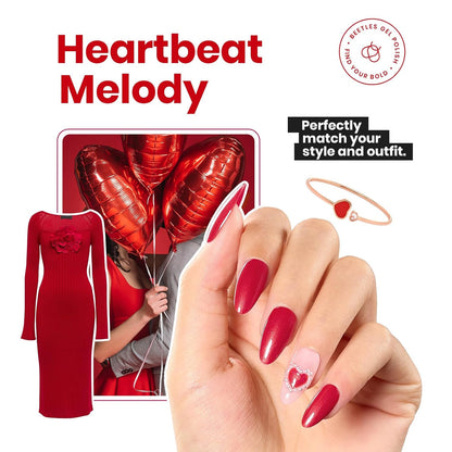 Beetles Red Nail Polish 15ML Quick Dry Glitter Fingernail Polish 4th of July DIY Salon for Women