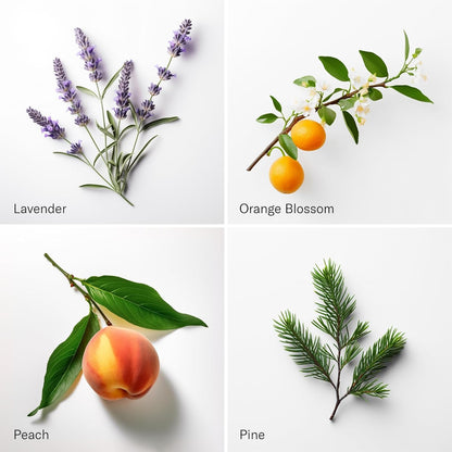 AromaTech Santal & The Hotel Set | Gift Set of Aroma Diffuser Essential Oils Blend of Santal Cardamom, Papyrus, Musk | The Hotel Peach, Red Rose, Pine - 10 Milliliter