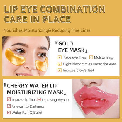 Eakroo 30 Pairs Lip Mask & Under Eye Mask, Crystal Collagen Eye Patches for Puffy Eyes, Effectively Nourishes the Lip & Eye Skin, Reducing Fine Lines & Dark Circle, Make Skin Smooth and Firm