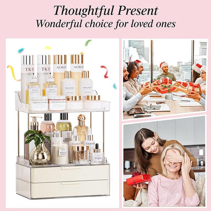 2-tier 2-drawer bathroom counter organizer,