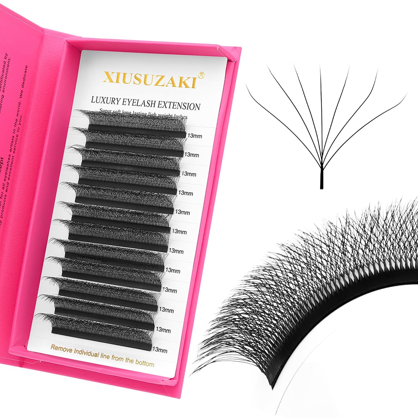 W Lash Extensions Supplies 7D Eyelash Extensions W Shape 0.07mm Thickness D Curl 10mm Premade Fans Easy Fan Lashes Volume Matte Black 12 Rows Crisscross Eye Lashes(W-7D-0.07-D,10mm)