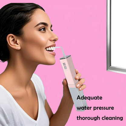 Cordless Water Flosser & Toothbrush Combo. Portable Dental Oral Irrigator with 4 Nozzles, 2 Spray Brushes, Travel Case.1400 PPM, 4 Modes, IPX7 Waterproof.2 in 1 Cleaning Kit.Pink.