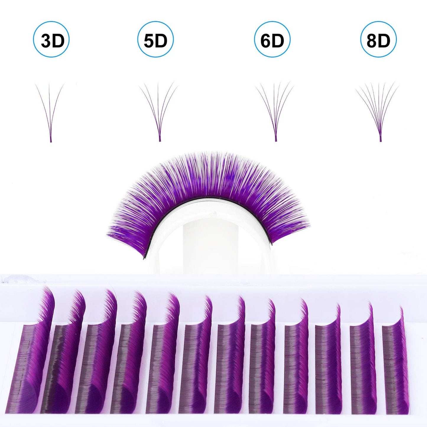 Easy Fan Volume for Lash Artists: Wendy, Handmade Fans for Eyelash Extensions, Self Fanning, Blooming, B-KH, Purple, D-0.07-8-14