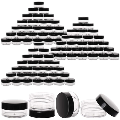 100 Count 10g Small Sample Containers with Lids Plastic Jar Cosmetic Jars Empty Makeup Jars Lip Balm Containers - Black