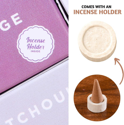Folkulture Incense Cones Scented | Set of 6 Fragrances (120 Cones) with Incense Cones Holder for Relaxation | Rosemary Jasmine, Patchouli Incense, Lavender Incense Variety Pack | Inscents-Cones