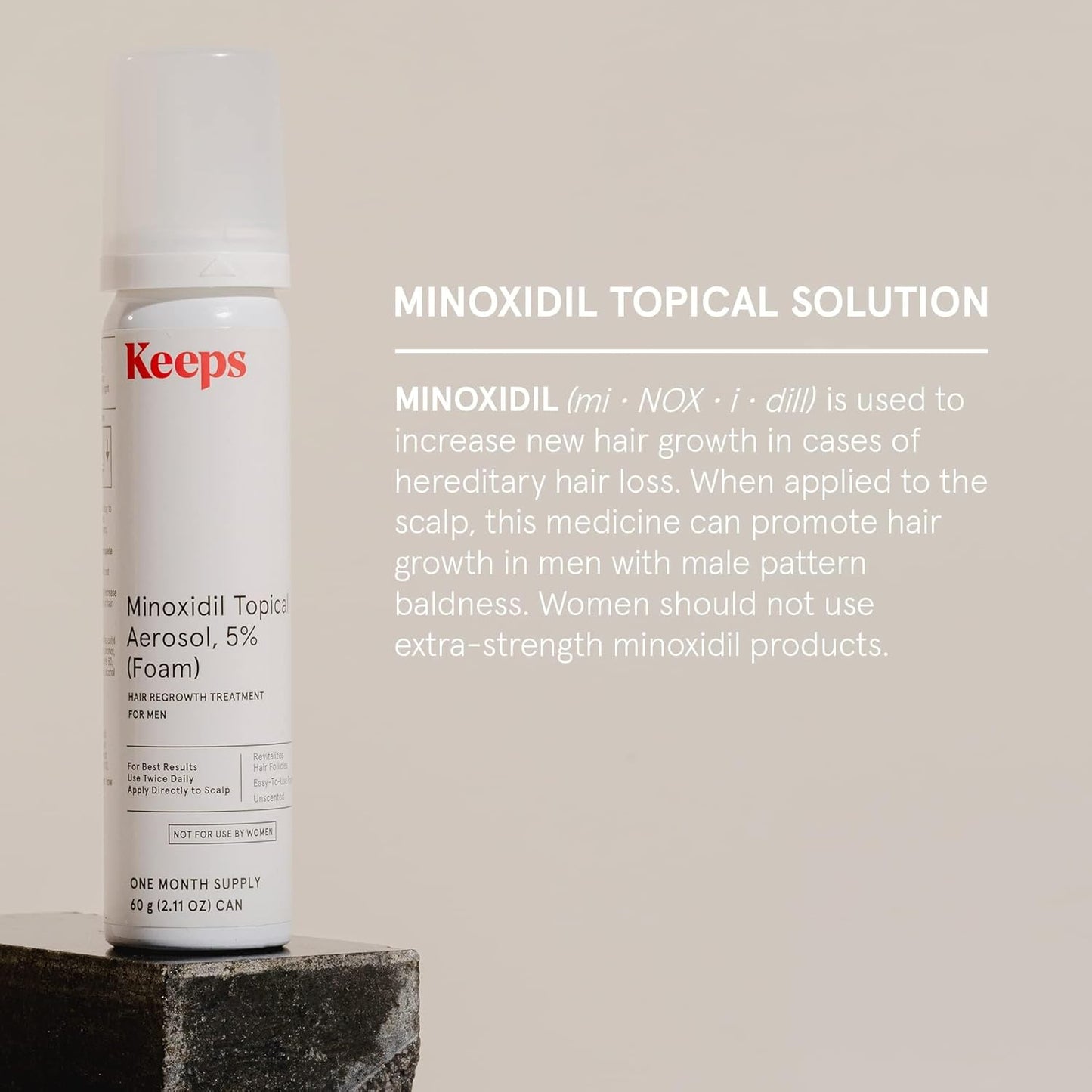 Keeps Extra Strength Minoxidil for Men Topical Aerosol Foam 5%, Hair Growth Treatment - 3 Month Supply (3 x 2.11oz Bottles) - Thicker, Longer Hair - Slows Hair Loss & Promotes Hair Regrowth