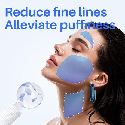 Ice Globes & Ice Roller for Face and Eyes - Facial Massage Tools for Skin Care, Reduce Wrinkles & Puffiness, Cooling Globes & Roller Ball for Glowing Skin 2PCS (Blue)