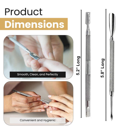 Cuticle Pusher Tools - Professional Nail Cuticle Pusher Cuticle Remover Cuticle Trimmer Spoon Shaped Nail Cleaner Dual Sided Metal Stainless Steel Manicure Pedicure for Women 2 Pack Set Krisp Beauty