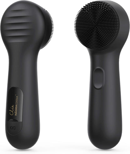 Silicone Face Scrubber, NågraCoola CLIE 2.0 Facial Cleansing Brush, Rechargeable, Waterproof Face Scrub Brush for Cleansing, Exfoliating, Massaging, Electric Facial Exfoliator for Women & Men - Black