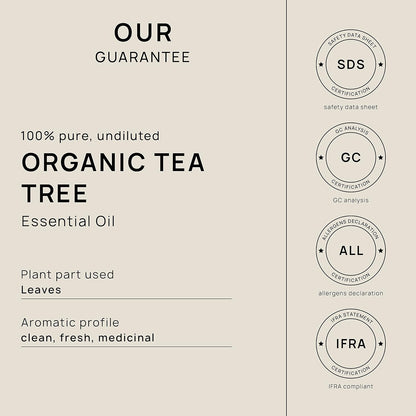 VINEVIDA Organic Tea Tree Essential Oil - Gallon, Pure, Undiluted, Vegan, Sustainable, Recyclable Aluminum Bottle