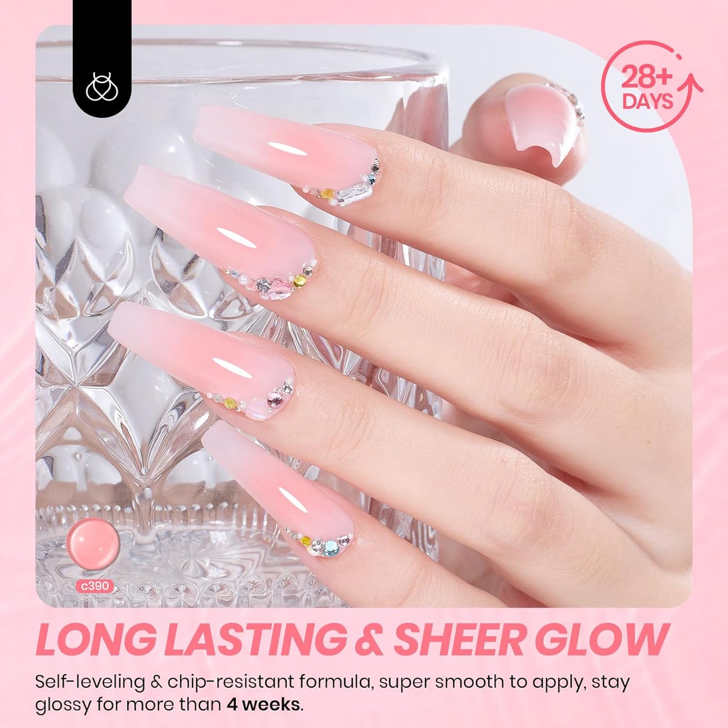 Beetles Nude Pink Gel Nail Polish - 15ml Nude Color Jelly Pink Gel Polish Sheer Translucent Effect Nail Concealer Soak Off UV LED Nail Lamp French Nail Art Gifts for Women Girls