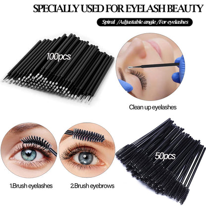 Eyelash Extension Supplies Kit with Individual Lash 0.07D Curl Mix 7-15mm USB Lash Fan Dryer Gel Patch Silicone Holder Pad Tweezers Mirror Disposable Mascara Brush Mini Applicator Glue Ring Tapes
