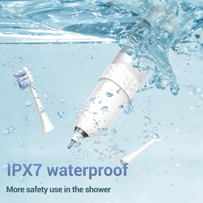 Marchpower Innovative 2-in-1 Electric Toothbrush with Water Flosser – Ultrasonic Cleaning, Compact Travel Design, 3+3 Modes, IPX7 Waterproof, USB-C Rechargeable, with 3 Dupont Brush Heads & 1 Jet Tip