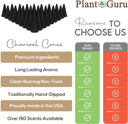 Peppermint Charcoal Incense Cones 1" TOPFLOW - 500 Pack Bulk - Natural Scented Cones Handmade Hand Dipped