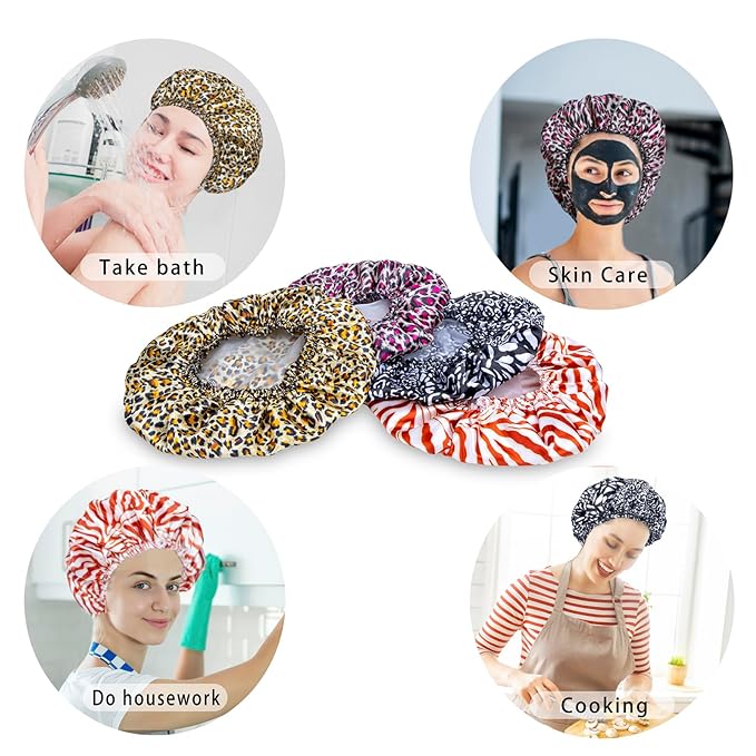 4 pcs shower caps for