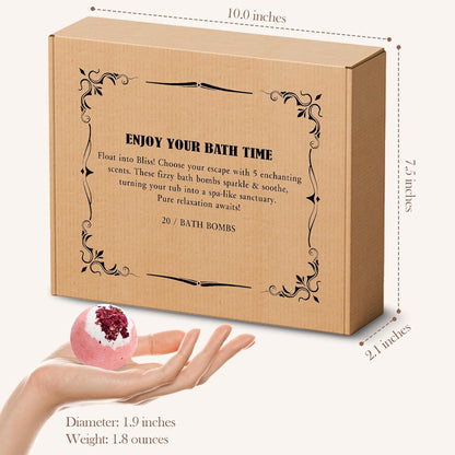 Bath Bombs Set for Women, 20 PCS Natural Argan Oil & Organic Oil Dry Skin Moisturize, 5 Different Scents, Perfect for Bubble Spa Bath, Ideal Gifts for Women, Girls, Wife, Mother