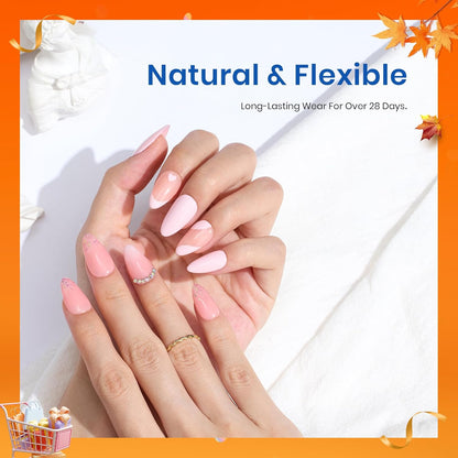 Beetles Gel Nail Extension Kit Almond Shape, Easy 9 in 1 Glue Uv Led Set Etch X Nail Tips Short Almond Half Matte Tips, Gift for Women & Girls, 504 pcs