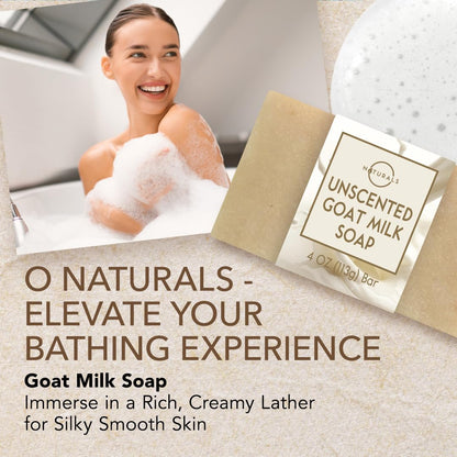 O Naturals 3-Pcs Goat Milk Soap with Soap Saver Bag - Unscented, Triple-Milled, Nourishing, for Sensitive Skin