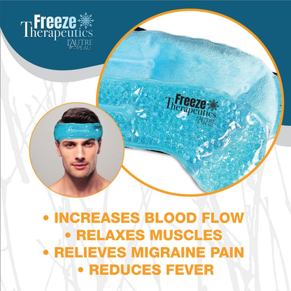 USA Merchant | Hot/Cold Plush Gel Bead Migraine Wrap| Freeze Therapeutics by L'AUTRE PEAU | Reusable Ice Packs with Flexible Beads | for Tension, Headaches, Sinus Pain, Congestion & Stress Relief