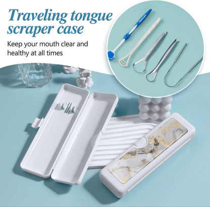 Toothbrush Travel Case - Colorful Pattern, Holder and Covers for Toothbrushes, Includes Tongue Scraper Case