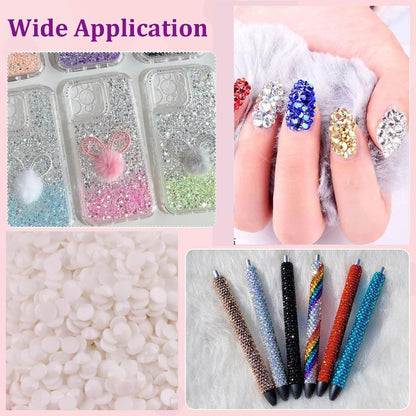 Black And White Rhinestones for Bedazzling With B7000 Glue, 2mm 3mm 4mm 5mm 6mm (SS8-SS30) Non-Hotfix Flatback Nail Gems Beads, Nail Crystals Diamond Kit for Bedazzle Crafting, Nails DIY Art