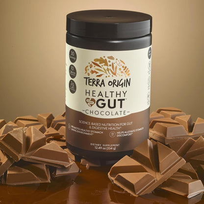TERRA ORIGIN Healthy Gut Chocolate | 30-Servings with L-Glutamine, Zinc, Glucosamine, Slippery Elm Bark, Marshmallow Root and More!