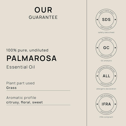VINEVIDA Palmarosa Essential Oil - 32 oz - Undiluted - DIY Candle Scents - Bulk for Soap Making & Skin Care