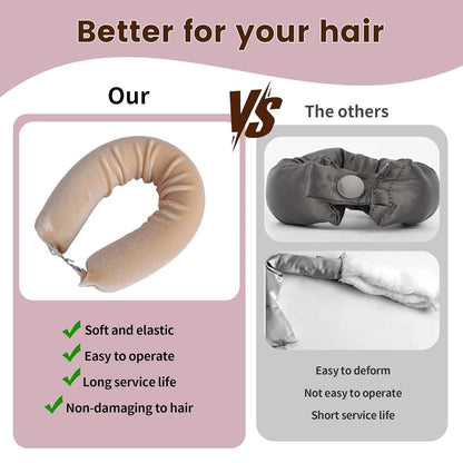 Heatless Curls Overnight Hair Curler - 4 Pcs Curling Rod to Sleep In, Satin Flexi Rods for All Hair Types，Velvet Rollers with Satin Scarf Girl's gift