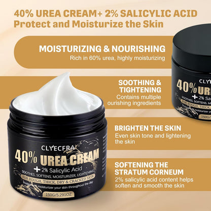 40% Urea Cream with 2% Salicylic Acid, Urea Cream 40 Percent for Feet & Hands- Maximum Strength Moisturizer for Rough, Dry, Thick & Cracked Skin, Callus Remover, Deep Hydration, 150g