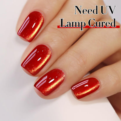 Double Rhythm Cat Eye Gel Polish with Magnet 15ML Ice Glass Holographic Glitter Shimmer Translucent Sheer Color Salon Soak Off Magnetic at Home (Blood Red-MC1145)