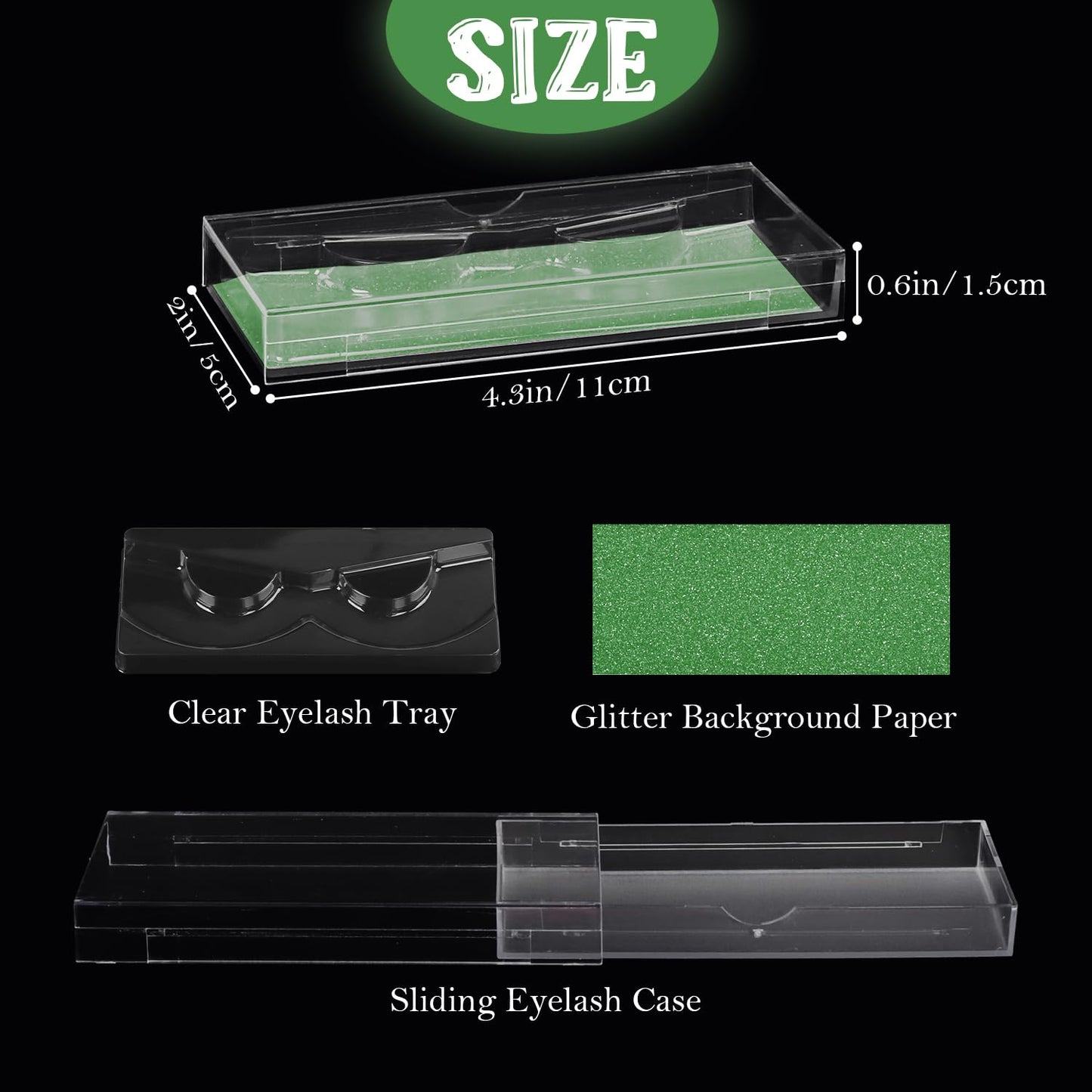 Premium Lash Display Cases - 30 Pack Customizable False Eyelash Storage Containers (Green)