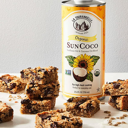 La Tourangelle, Organic Sun Coco Oil, Unique Blend of Organic High-Oleic Sunflower Oil and Organic Refined Coconut Oil, Heat Heat Cooking and DIY Beauty, 169 fl oz