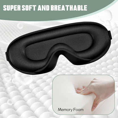 Sleep Mask for Side Sleeper Men Women | Zero Eye Pressure 3D, Light Blocking Design, Soft Breathable Eye Shade Cover for Travel, Black