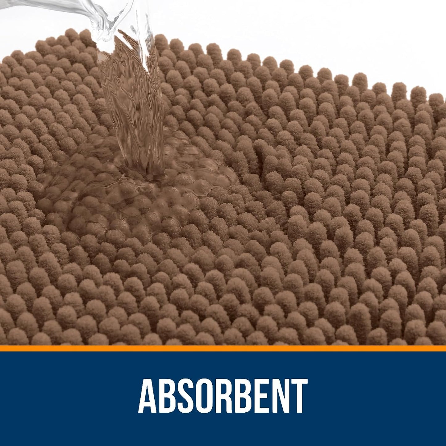 OLANLY Bathroom Rugs 36x24, Extra Soft Absorbent Chenille Bath Rugs, Rubber Backing Quick Dry, Machine Washable Bath Mats for Bathroom Floor, Tub and Shower, Home Decor Accessories, Mocha