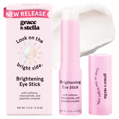 grace & stella Under Eye Brightener Balm Stick - Travel Essentials - Caffeine Eye Cream for Dark Circles, Puffiness, Wrinkles - Vegan Moisturizer Stick with Niacinamide, Hyaluronic Acid (0.13oz/3.5g)