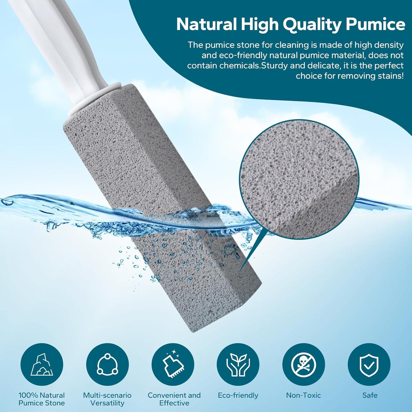 Emycool Pumice Stone Toilet Bowl Cleaner, 14 Pack Toilet Pumice Stone with Handle for Toilet Cleaning, Bathtubs, Sinks, Swimming Pools, Grills