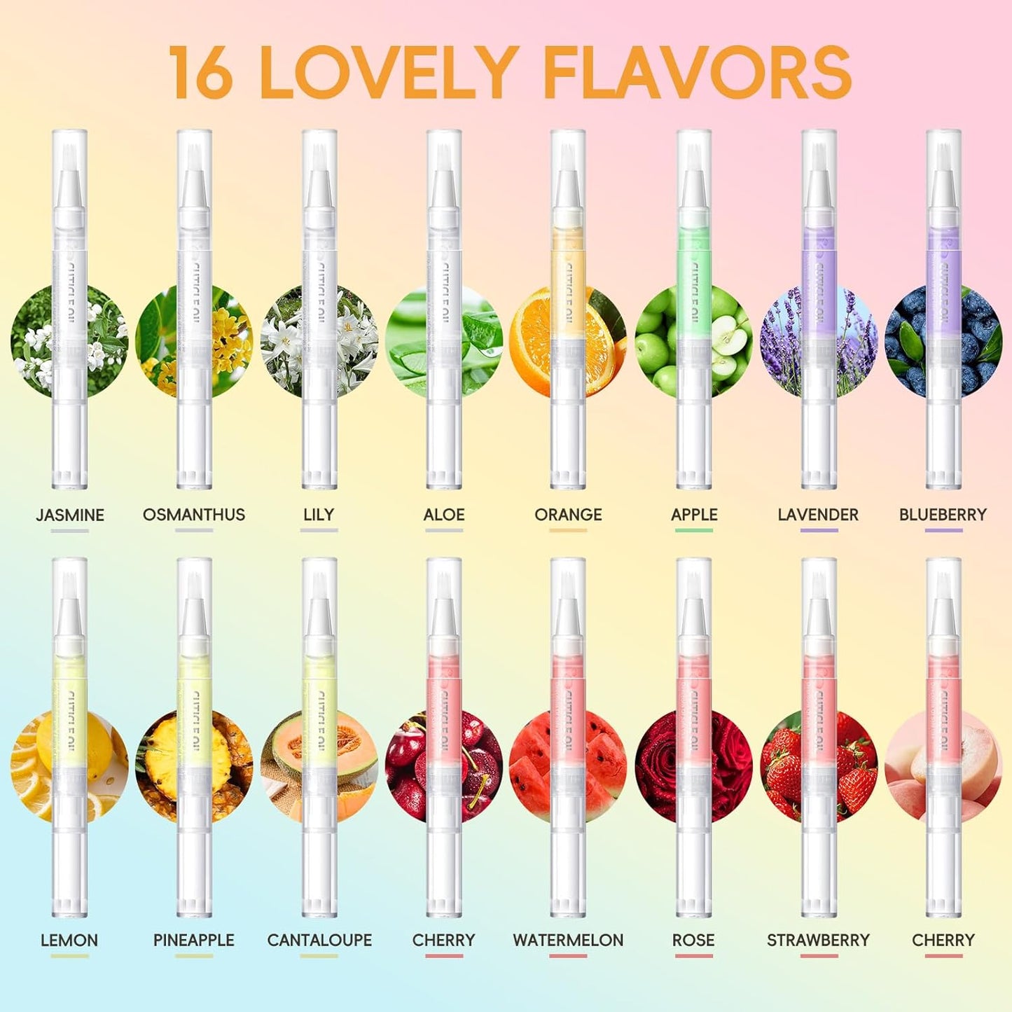 COSCELIA 16 pcs Cuticle Oil Pens Bulk for Nails Cuticle Revitalizer Oil Pens Set Nail Care Nourishment Treatment Moisturized Repair Pen Manicure Tools for Gel Nails