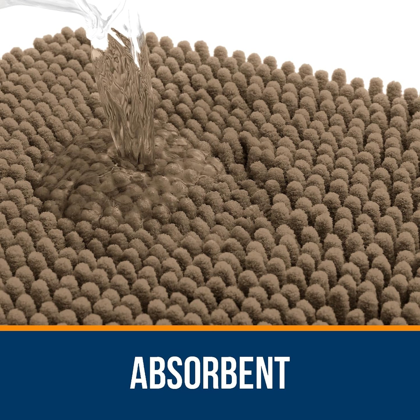 OLANLY Bathroom Rugs 70x46, Extra Soft Absorbent Chenille Bath Rugs, Rubber Backing Quick Dry, Machine Washable Bath Mats for Bathroom Floor, Tub and Shower, Home Decor Accessories, Tan