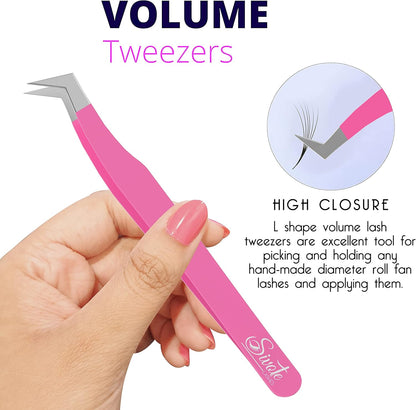 SIVOTE Lash Tweezers for Eyelash Extensions for Volume, Isolation & Classic Lashes, 3 Pack, Pink