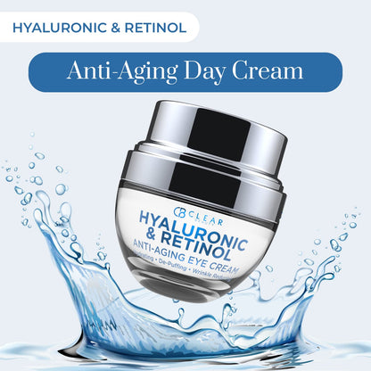 Hyaluronic Acid & Retinol Eye Cream - For Dark Circles and Puffiness, Moisturizing & Anti-Aging Under Eye Cream - Cruelty Free Korean Skin Care For All Skin Types - 1.01 OZ