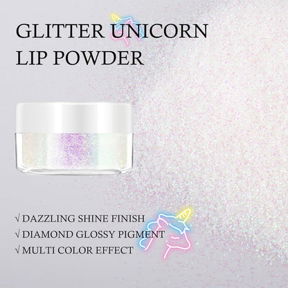 KYDA 3 Colors Glitter Lip Kit, Diamond Metllic High Pigmented Powder for Lips Cosmetics, Glitter Lips Makeup,with Lip Primer and Brush, Long Wear-Set D