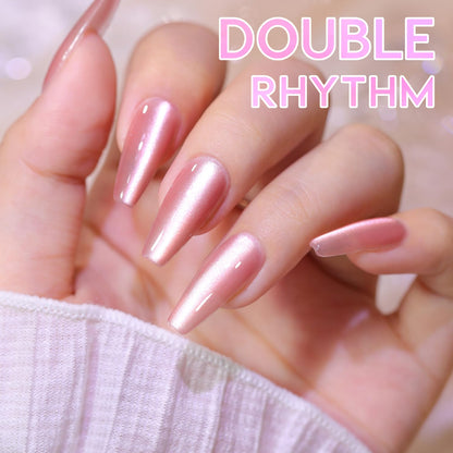 Double Rhythm 6 Colors Cat Eye Gel Polish Set Shimmer Glitter with Magnet Holographic Reflective Magnetic UV Nail Art Kit (Jelly Glass Silver Nude Pink-6-Kit 24)