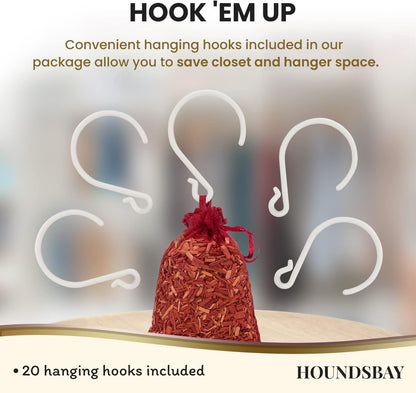 All-Natural Cedar and Lavender Sachet (20 Pack) with Hanger Hooks Included: 10 Lavender Sachets for Drawers and Closets, 10 Cedar Sachets Best Moth Repellent for Clothes