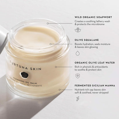 Furtuna Skin Cleansing Oil Balm - Luxurious Vegan Makeup Remover & Skin Nourisher, Olive Oil & Wild Organic Plants Blend, 80g